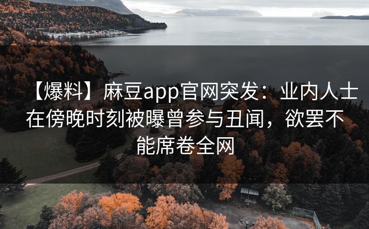 【爆料】麻豆app官网突发：业内人士在傍晚时刻被曝曾参与丑闻，欲罢不能席卷全网